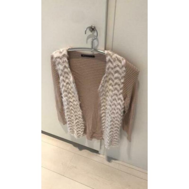 Espresso vest zachtroze / ecru maat small