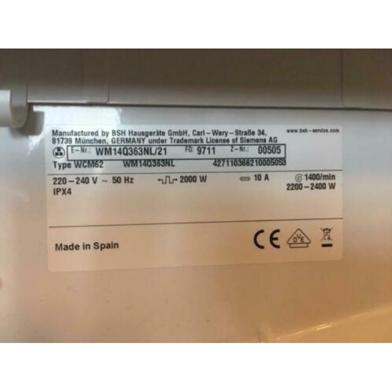 Energiezuinige (label: a+++ -20%) siemens wasmachine te koop
