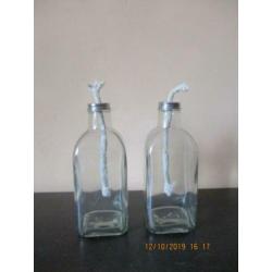 olie branders glas, flesmodel, set van 2