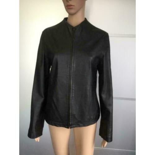 E148 Zwart echt-leren jasje maat 40/42=M/L jack blazer jas