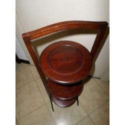 Antieke mahoniehouten Engelse cake standaard / cakestandaard