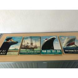 4 oude scheepvaartplaatjes albums van Bovens en Naerenbout