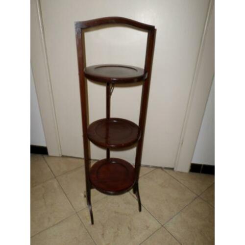 Antieke mahoniehouten Engelse cake standaard / cakestandaard