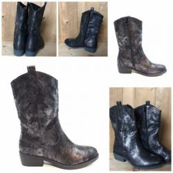 Halfhoge cowboylaars metallic antraciet NIEUW maat 38