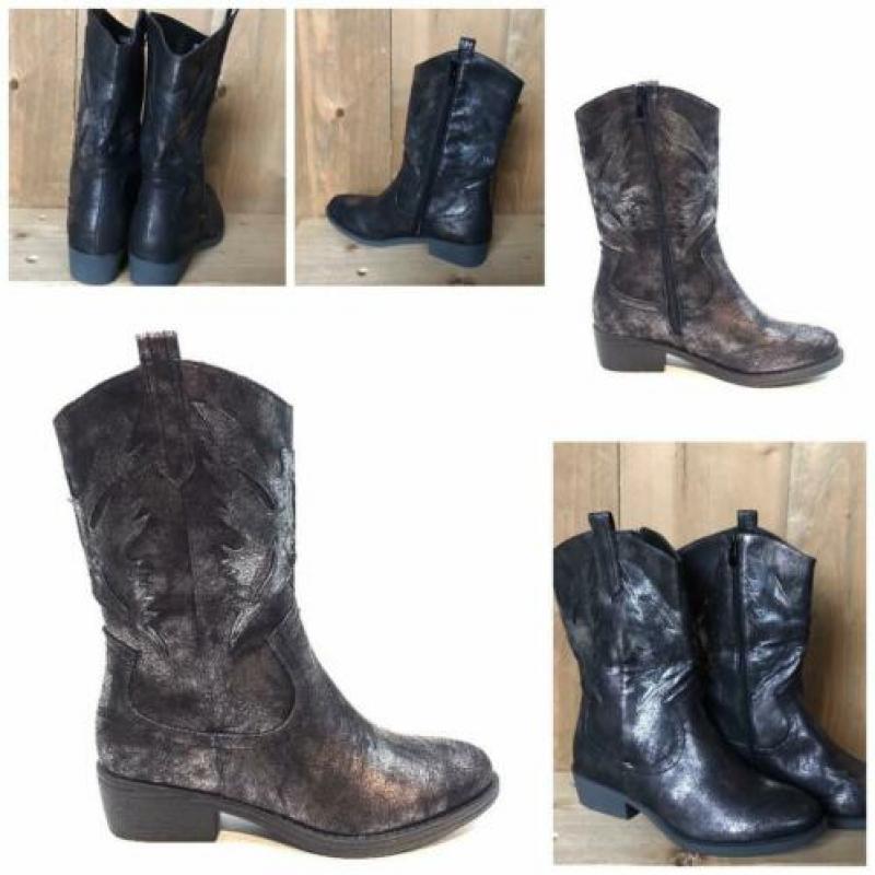 Halfhoge cowboylaars metallic antraciet NIEUW maat 38