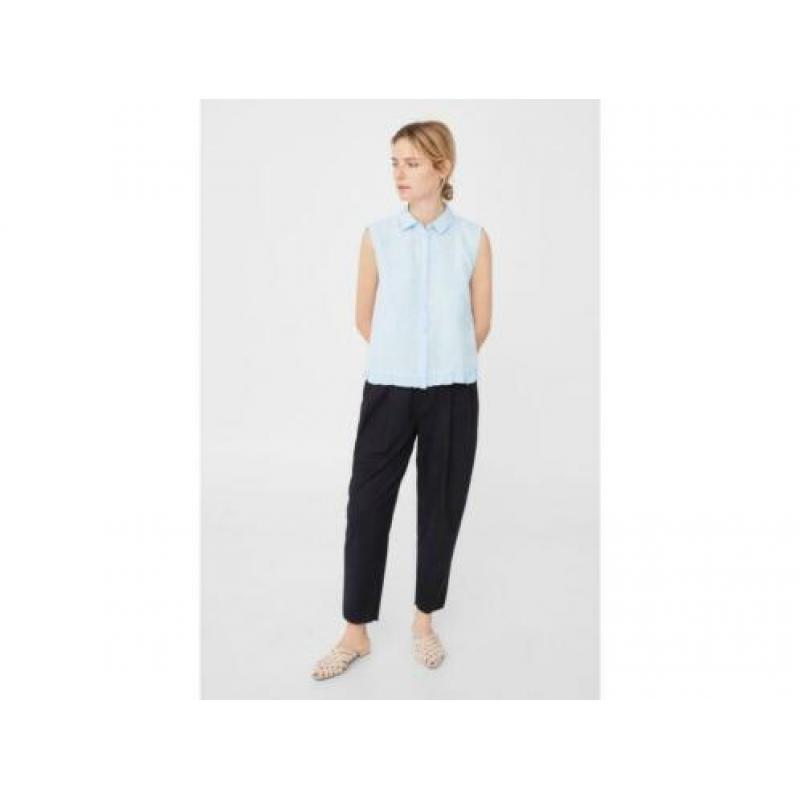 Mango linnen licht blauw bloesje nieuw maat 36