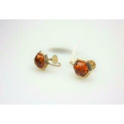 Opruiming Schroef oorbellen zilver&amber / Z4935