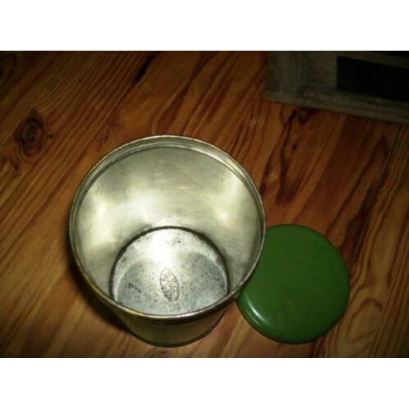 Theeblik, groen met goud/zwart