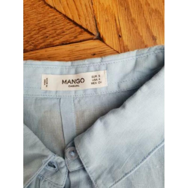 Mango linnen licht blauw bloesje nieuw maat 36