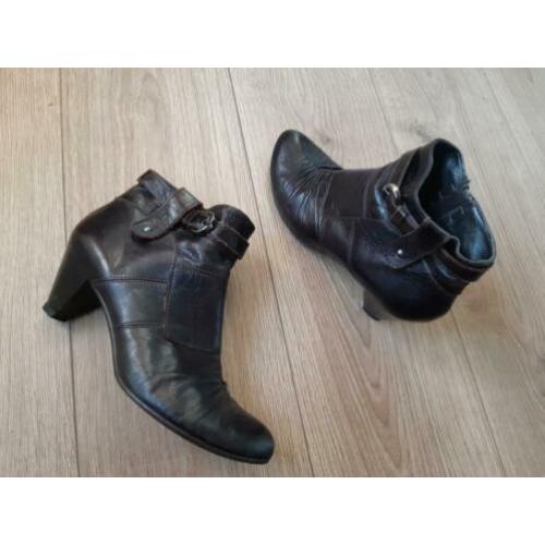 Bruine leren enkellaarsjes - maat 39 - koopje!