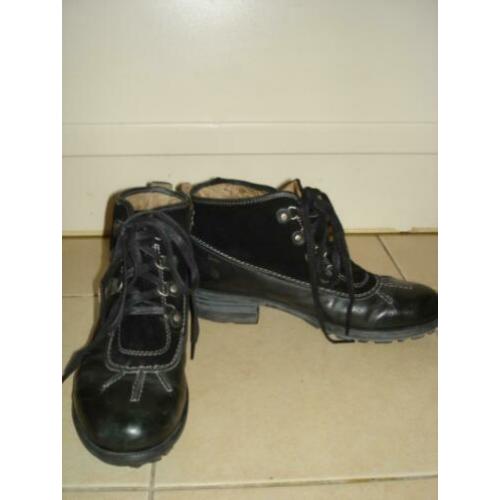 Josef Seibel zwarte leer suede outdoor schoenen veters 42