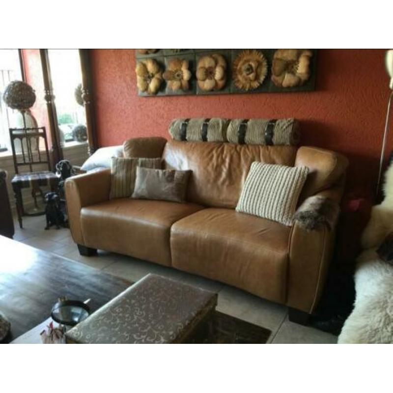 Stoere Echt LEREN Lounge Bank