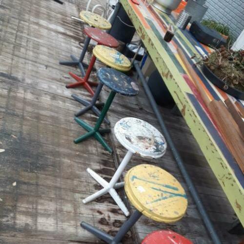 6 Retro Industriële krukjes