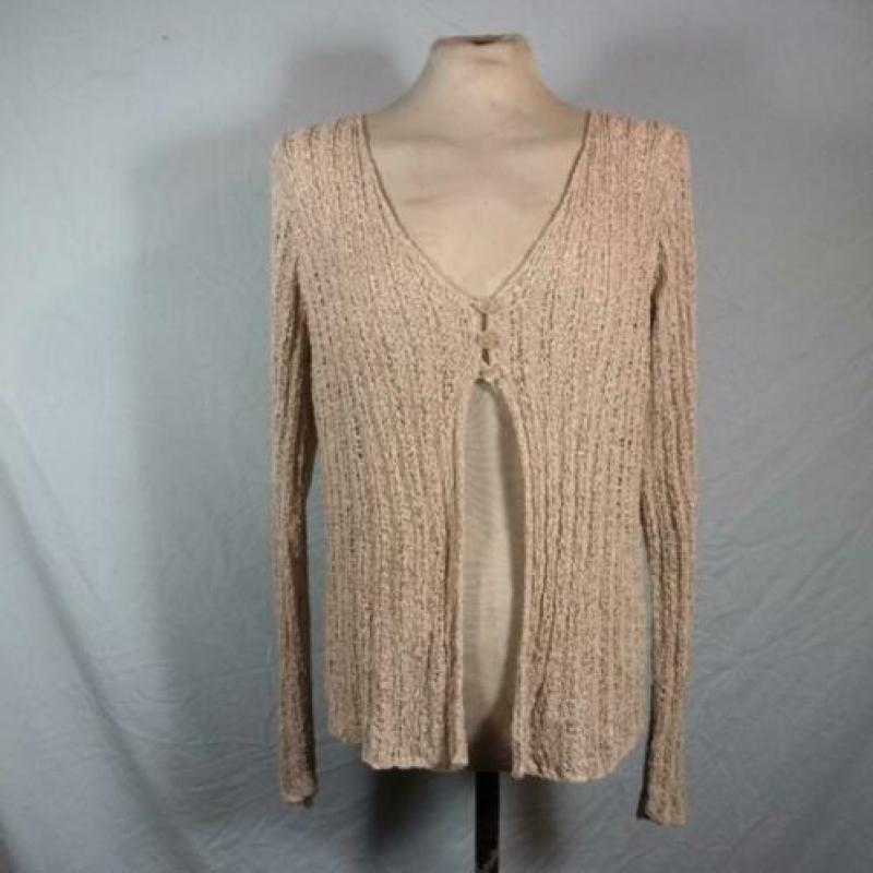 Mooi gehaakt beige vest. Mt M