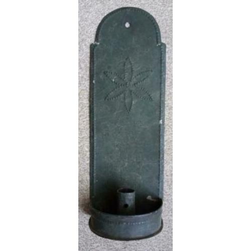 Antieke zinken wandblaker kandelaar hoogte ca 35 cm