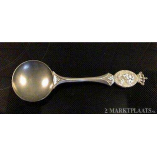 Juliana 1948-1973 25 jr. Tinnen lepel + zilveren theelepel