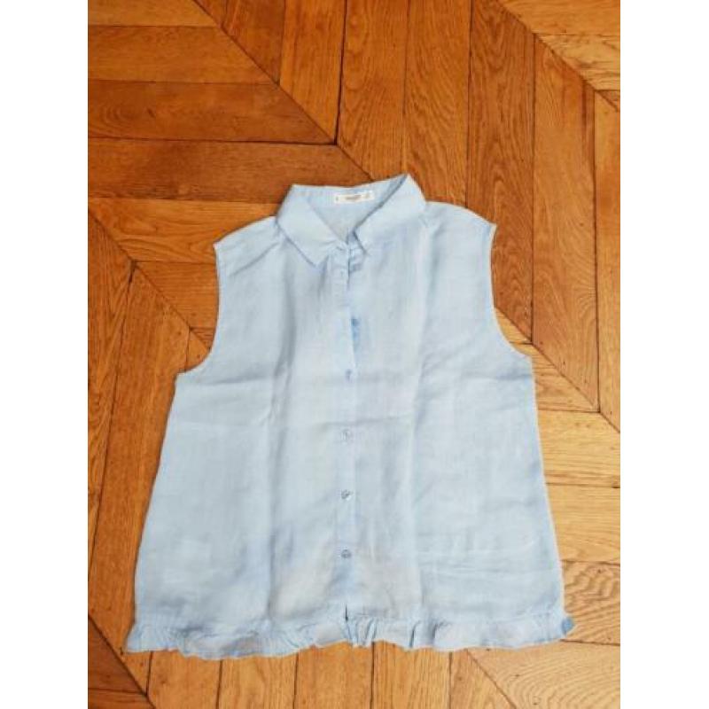 Mango linnen licht blauw bloesje nieuw maat 36