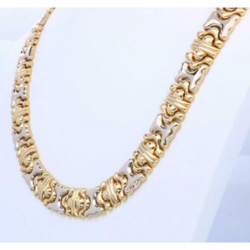 Prachtig Gouden Bicolor Collier Bulgari Style 18 Krt