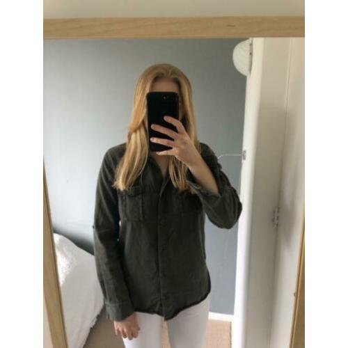 Zara blouse overhemd legergroen M