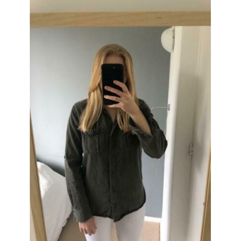 Zara blouse overhemd legergroen M