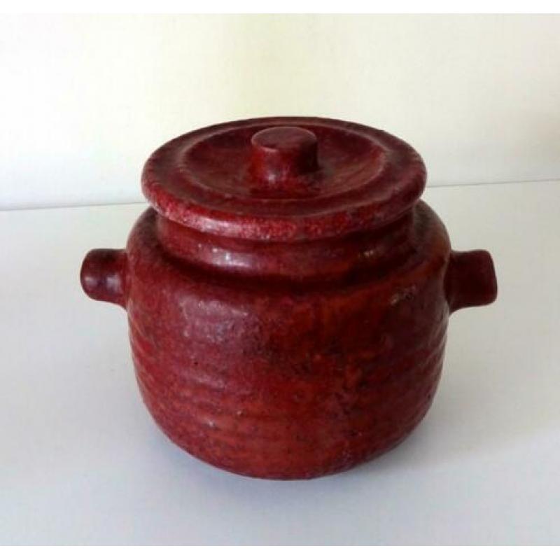 Keramiek pot met deksel roodbruin gemêleerd Mobach 6751-k