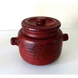 Keramiek pot met deksel roodbruin gemêleerd Mobach 6751-k