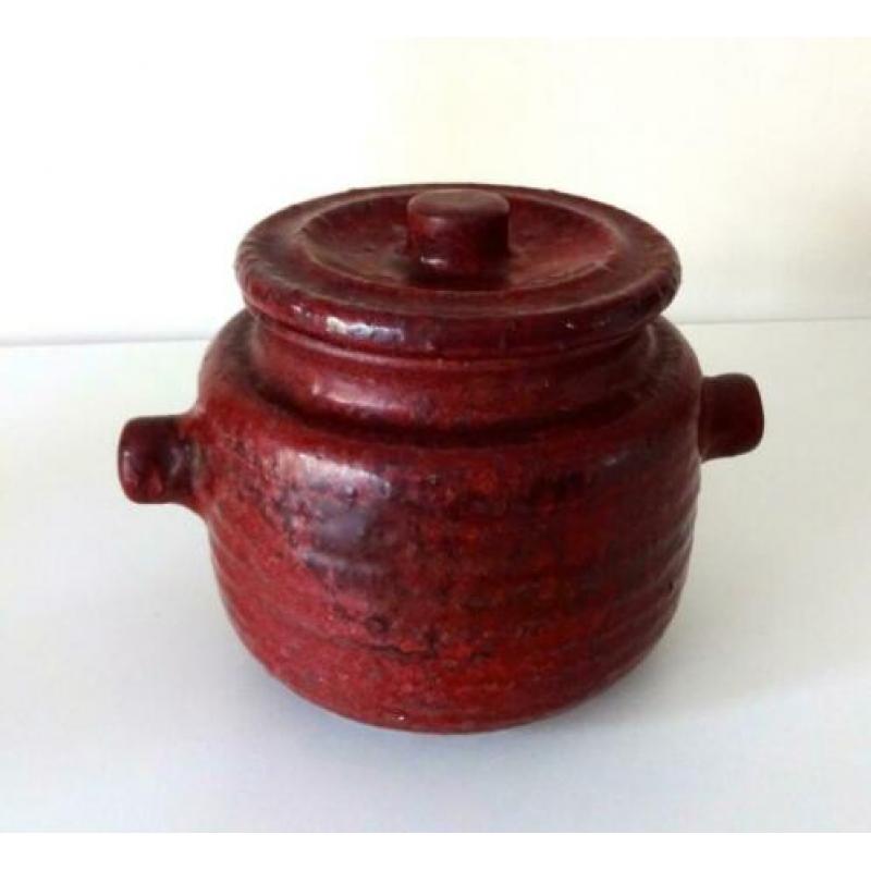 Keramiek pot met deksel roodbruin gemêleerd Mobach 6751-k