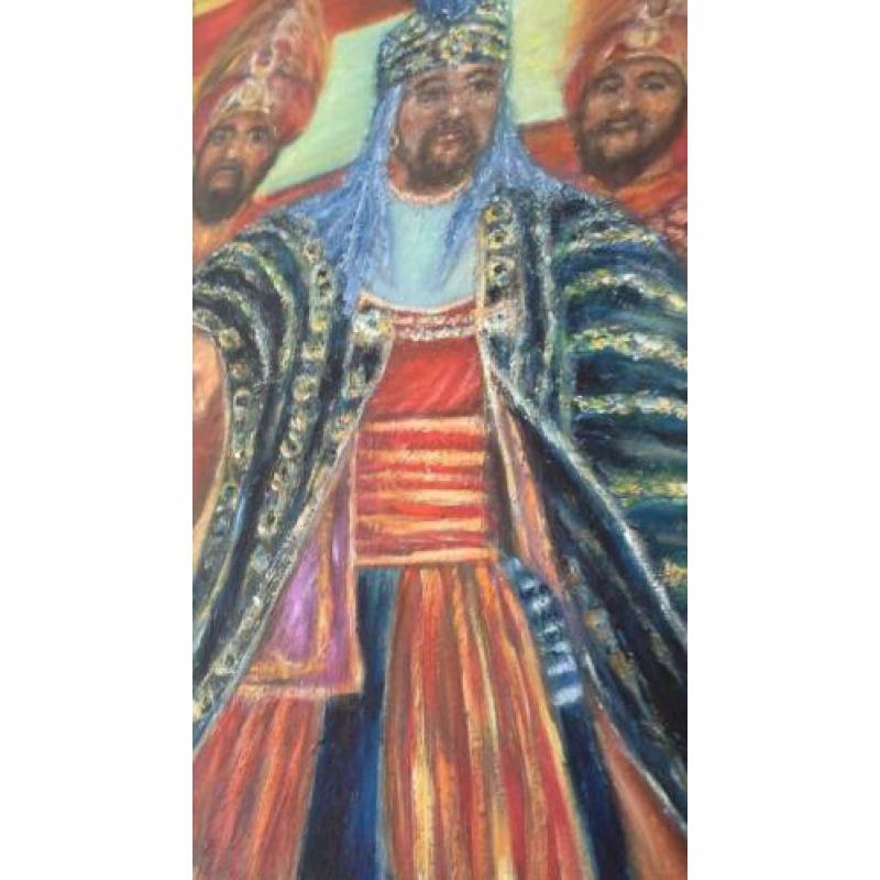 Groot Olieverf schilderij Ottomaanse Sultan krijgers