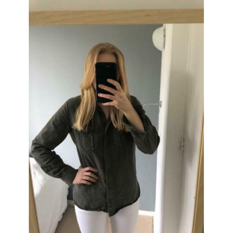 Zara blouse overhemd legergroen M