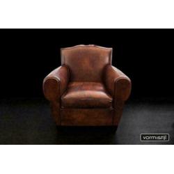 Handgepatineerde Art Deco fauteuil(s): superdik schapenleer