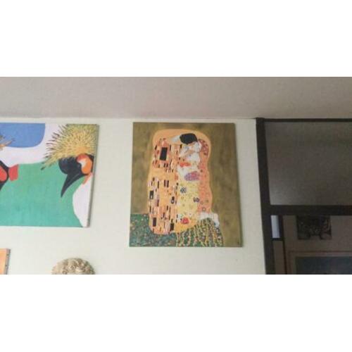 olieverfschilderij de kus nageschilderd