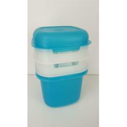 IJsblokjes box met 2 ijsblokjes houders. Grijs of Aqua.