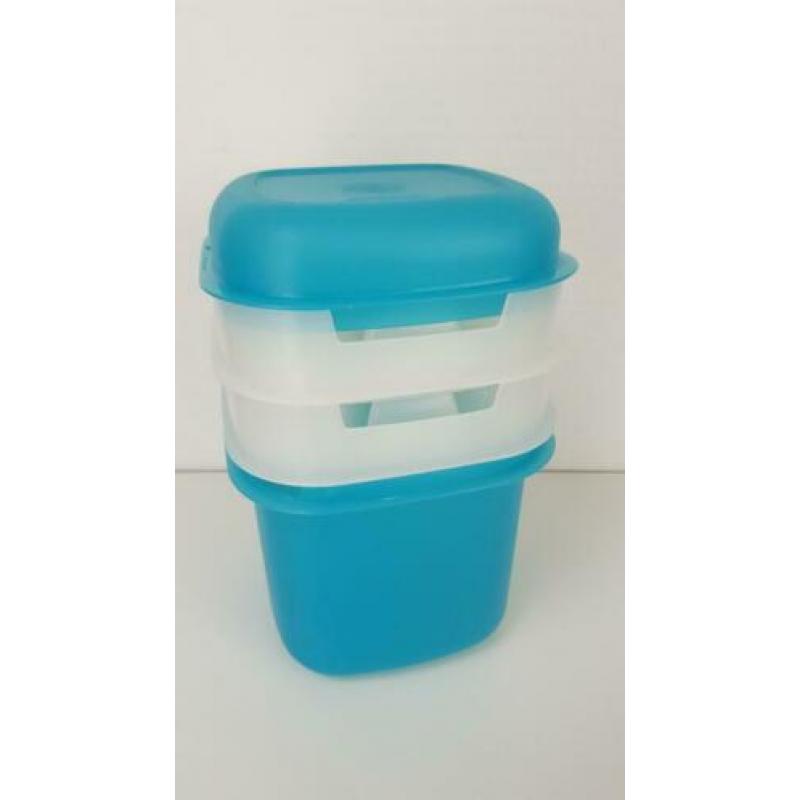 IJsblokjes box met 2 ijsblokjes houders. Grijs of Aqua.
