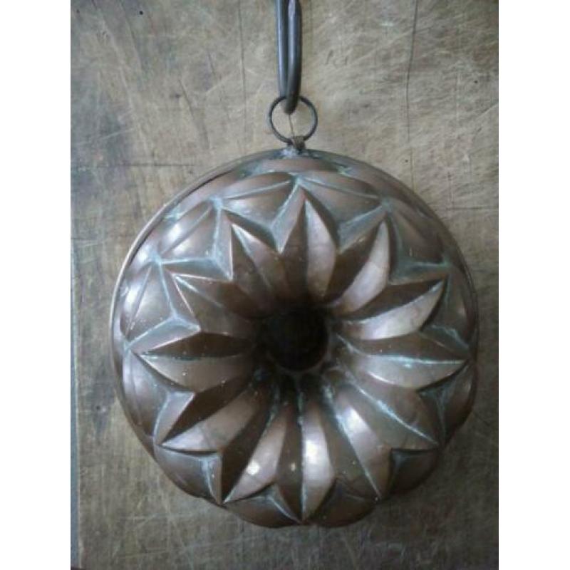 Oude brocante koperen bakvorm ø 18cm hoogte 7cm *Etage3*