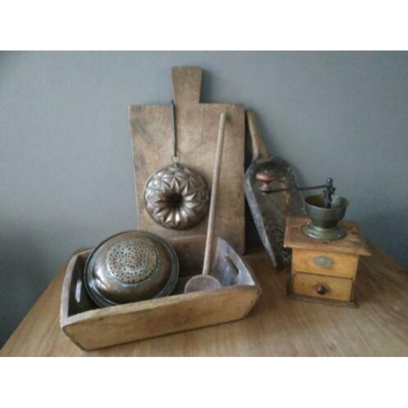 Oude brocante koperen bakvorm ø 18cm hoogte 7cm *Etage3*