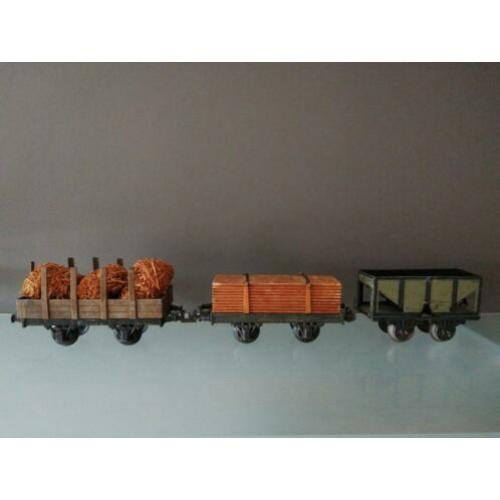 Leuke set van 3 bing wagons spoor 0/o 1930