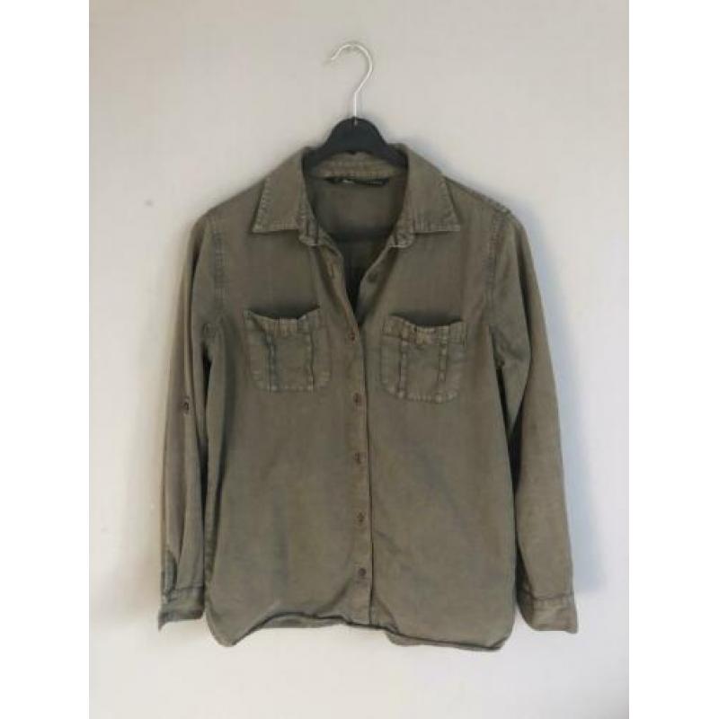 Zara blouse overhemd legergroen M