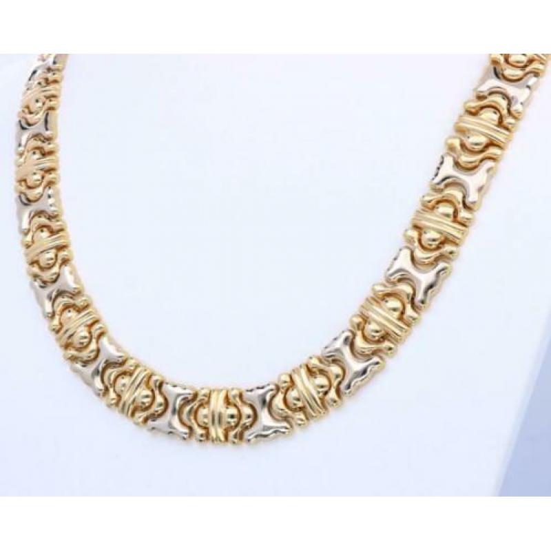 Prachtig Gouden Bicolor Collier Bulgari Style 18 Krt