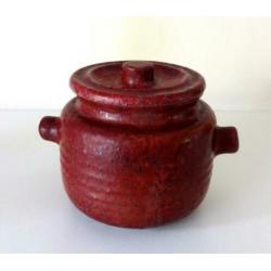Keramiek pot met deksel roodbruin gemêleerd Mobach 6751-k