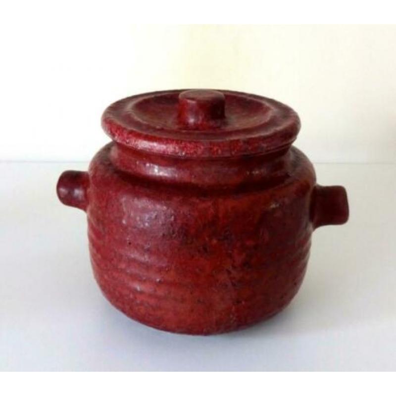 Keramiek pot met deksel roodbruin gemêleerd Mobach 6751-k