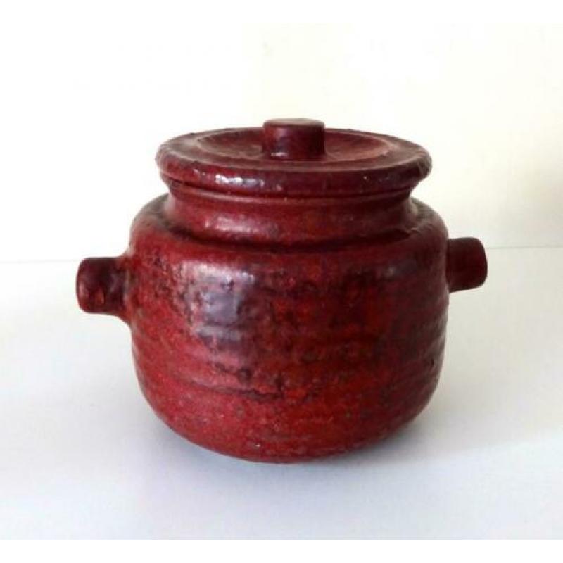 Keramiek pot met deksel roodbruin gemêleerd Mobach 6751-k
