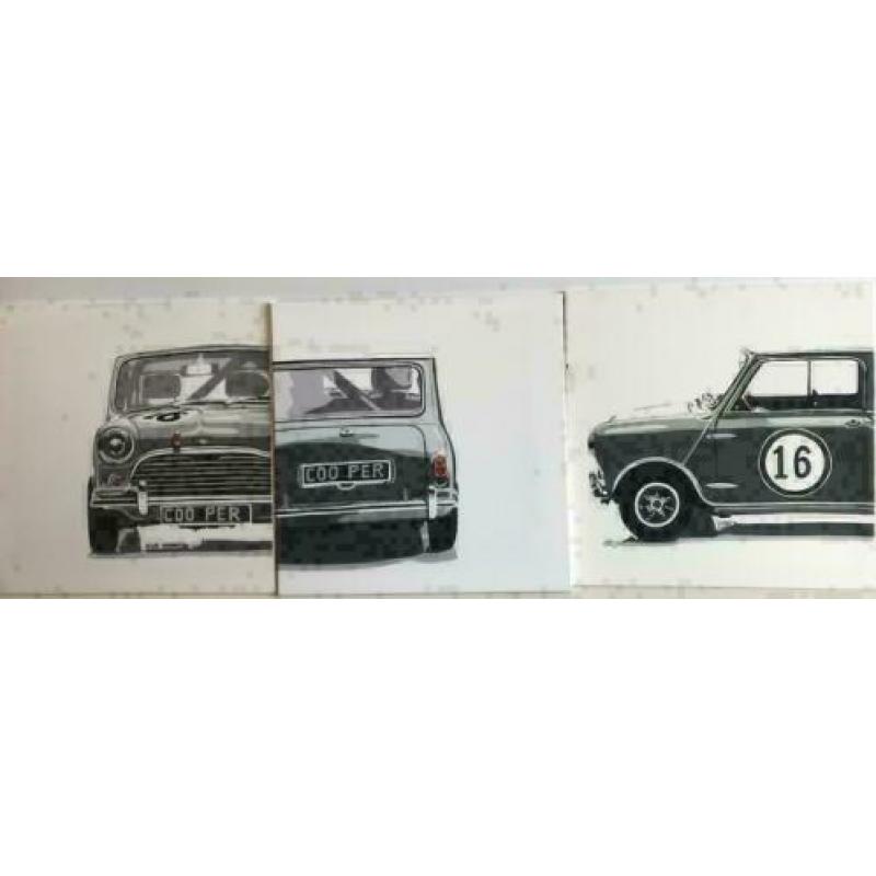 classic mini cooper op doek 3 luik