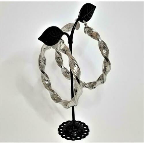 Wokkels Oorbellen (Diameter 7 cm) Zilverkleur. Nr. 1901011