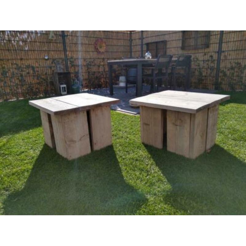 Steigerhouten bijzettafel 60x60x40, als nieuw