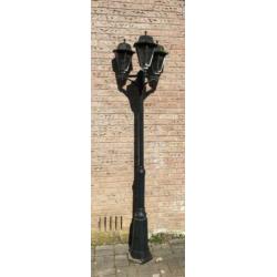 Klassieke tuin verlichting, 3 lampen, groen aluminium 2,35m