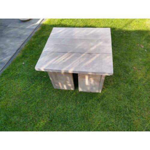 Steigerhouten bijzettafel 60x60x40, als nieuw