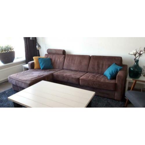 Longchair bankstel en fauteuil van Montel uitstraling suede