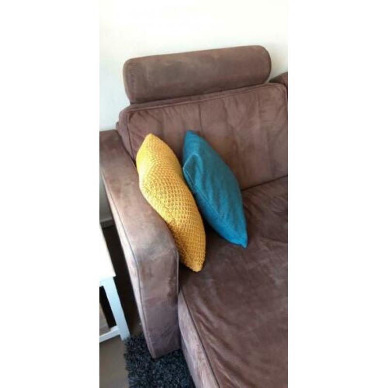 Longchair bankstel en fauteuil van Montel uitstraling suede