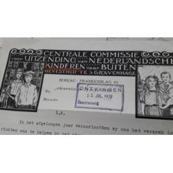 1919, brieven uitzending nederlandsche kinderen naar buiten.