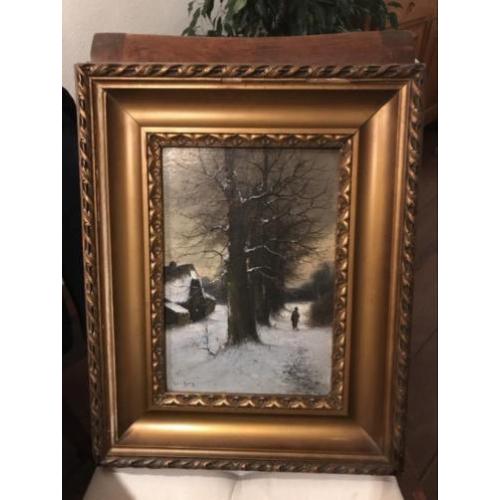 Schilderij winterlandschap (naam schilder moeilijk leesbaar)